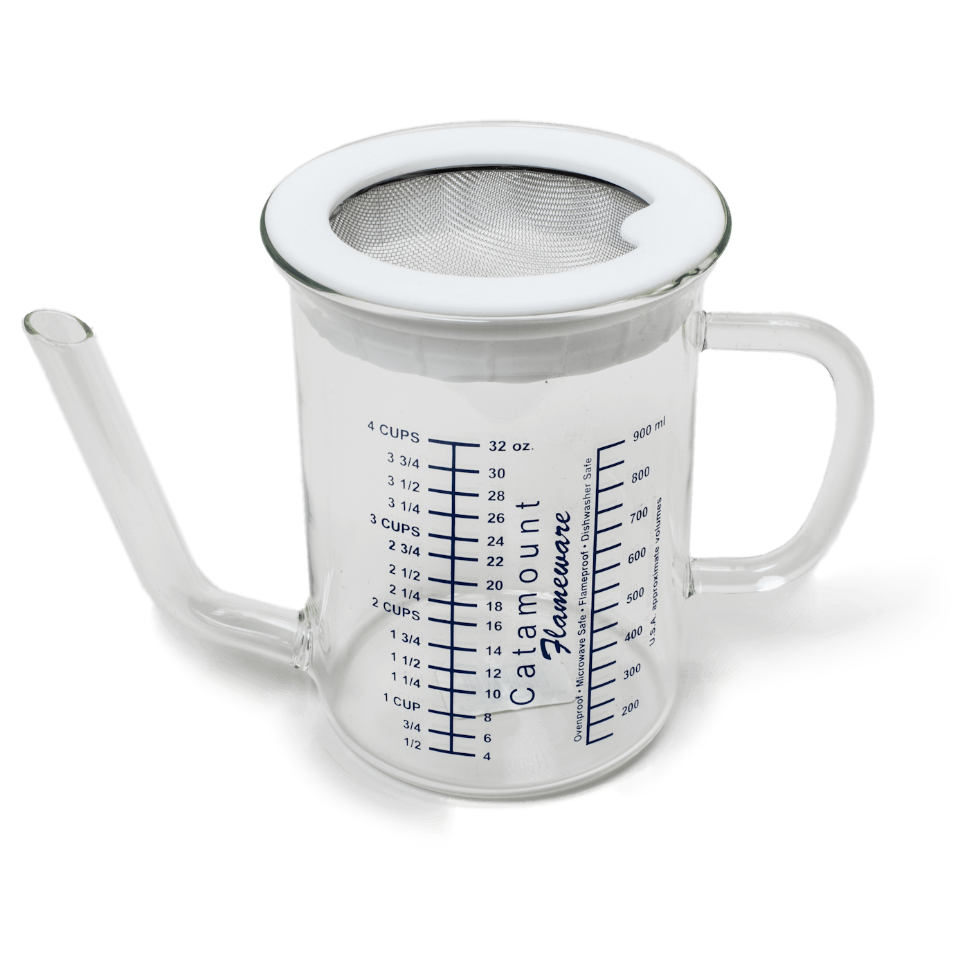 Fat Separator Measuring Cup with Bottom Release - 4 Cup Gravy, Grease & Oil  Separator with Strainer 