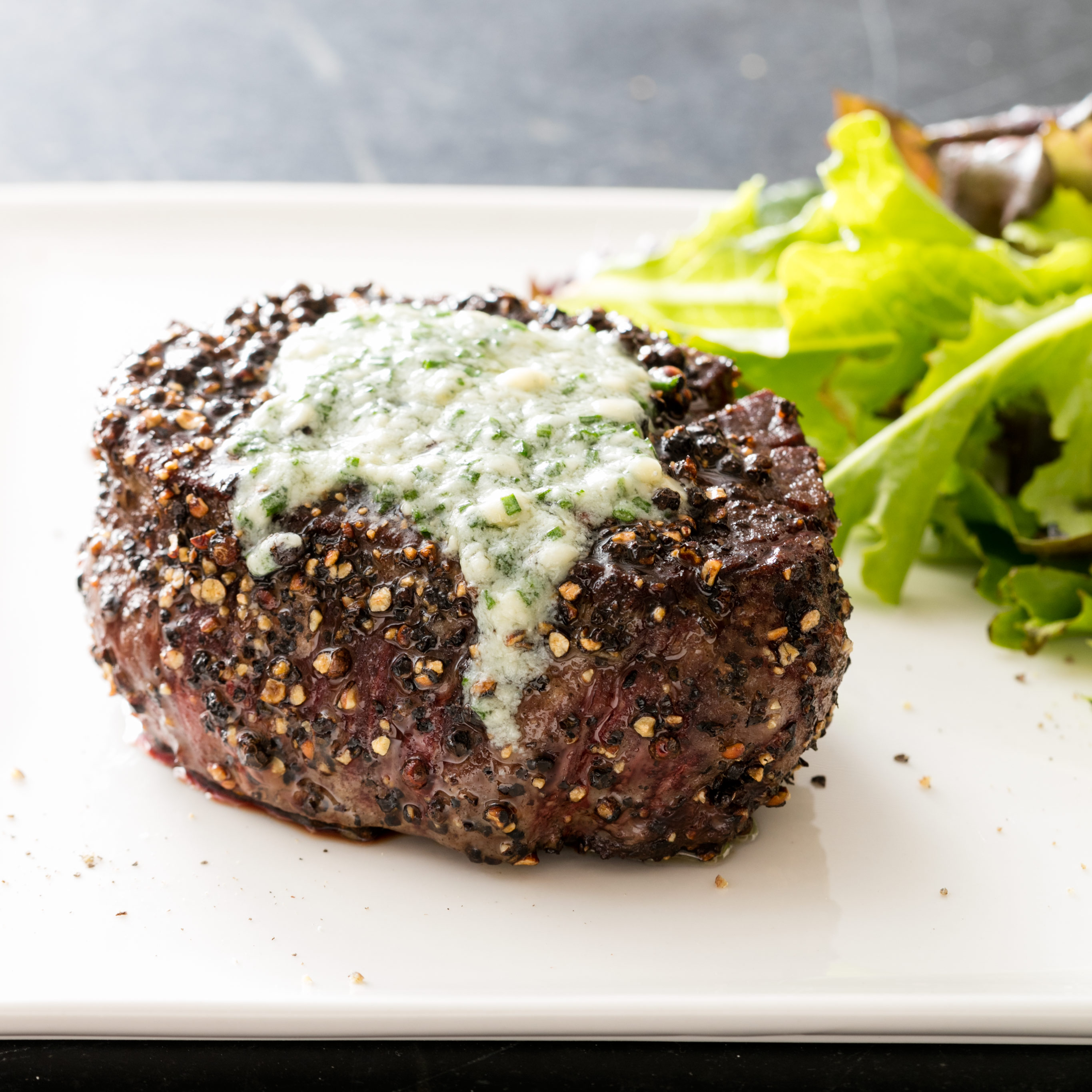 Cast Iron Steaks with Blue Cheese-Chive Butter