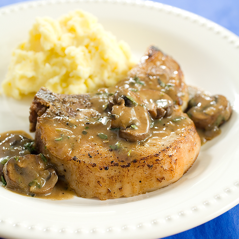 Turkey Chops with Mushroom Gravy Recipe