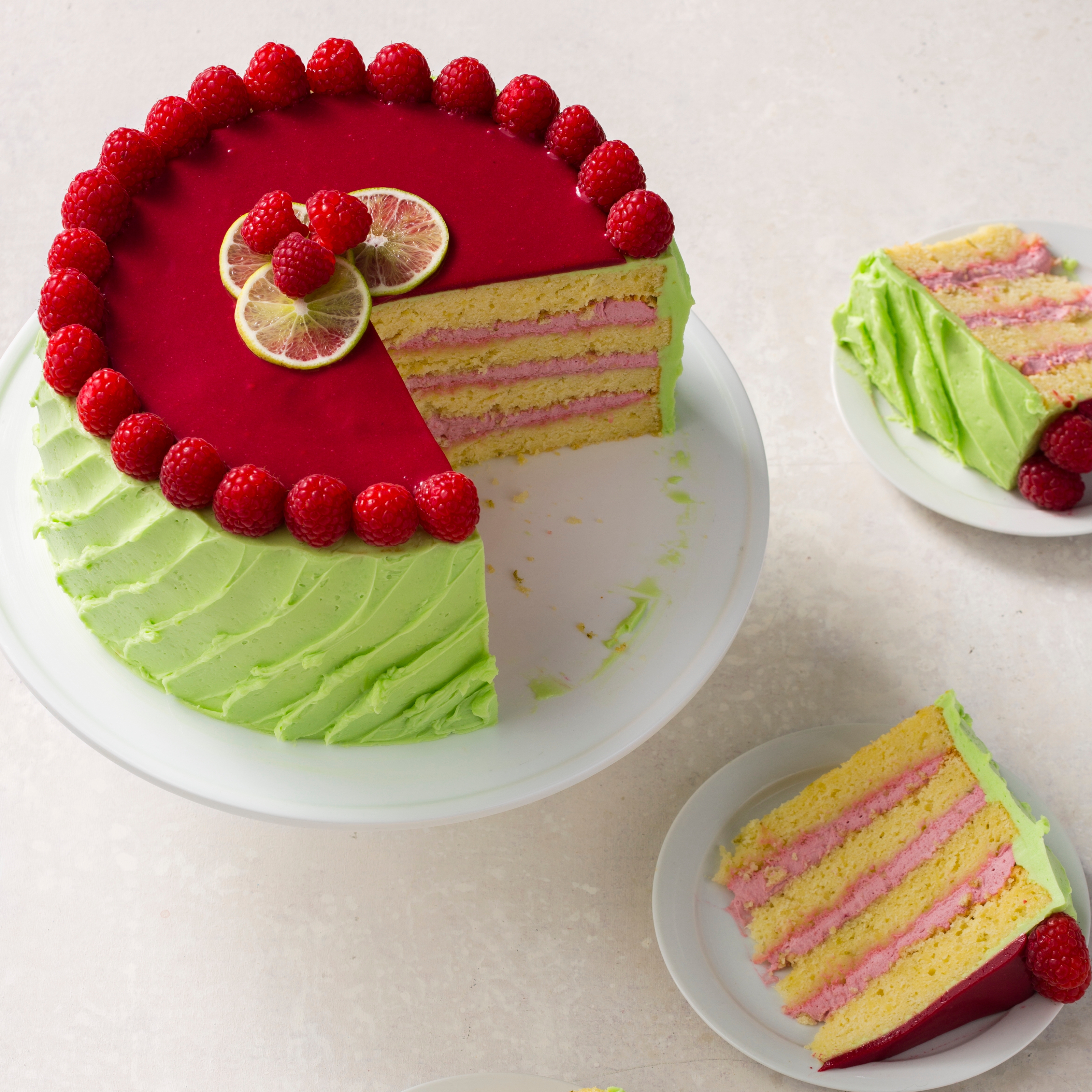 Pistachio Raspberry Lime Mousse Cake Recipe - Christmas Cake