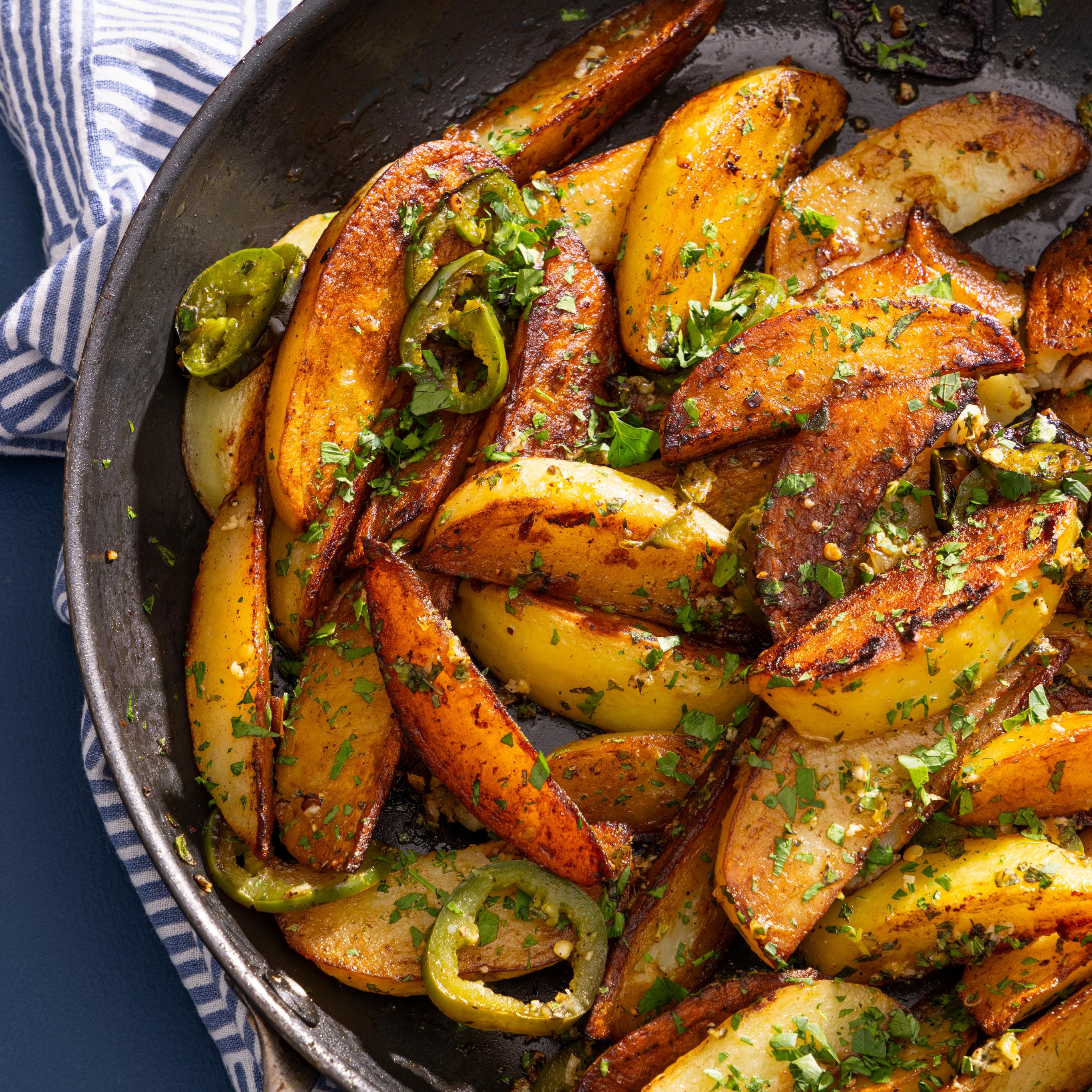 Greek-Style Garlic-Lemon Potatoes with Sun-Dried Tomatoes and Scallions