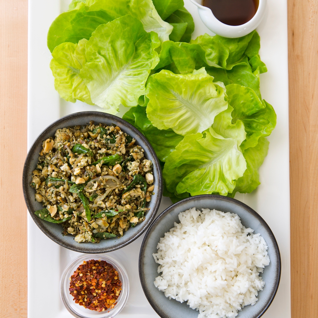 Thai Style Tofu and Basil Lettuce Cups