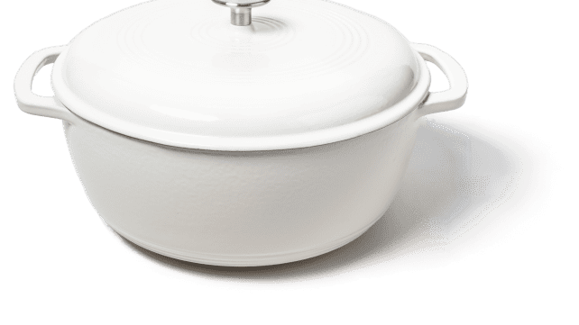   Basics Enameled Cast Iron Covered Round Dutch Oven,  7.3-Quart, White: Home & Kitchen