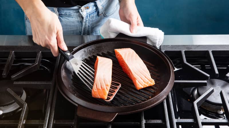The Best Way to Flip Food in a Grill Pan