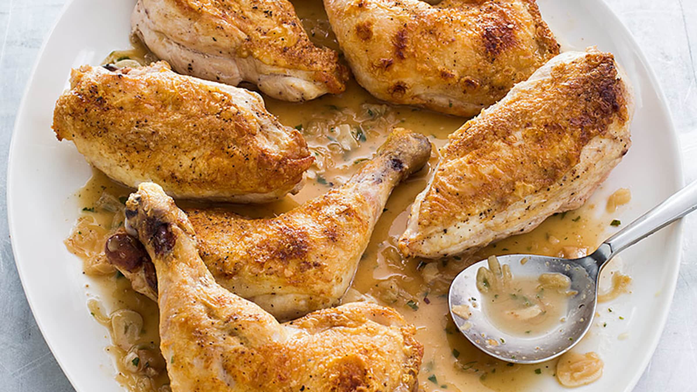 SlowRoasted Chicken Parts with ShallotGarlic Pan Sauce Cook's