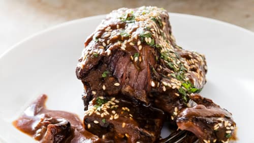 Pomegranate Braised Beef Short Ribs With Prunes And Sesame The Complete Mediterranean Cookbook
