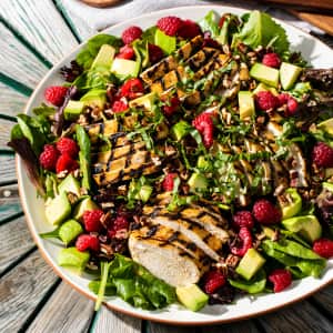 Grilled Dijon Chicken Salad with Raspberries and Avocado-image