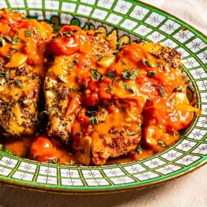 Skillet Chicken Breasts with Burst Cherry Tomato Sauce-image