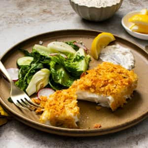 Potato-Crusted Halibut with Tartar Sauce-image