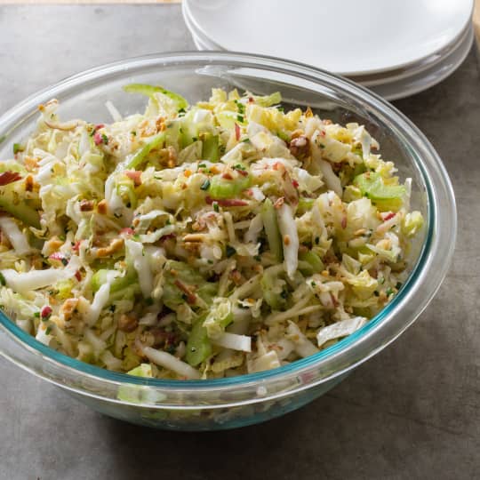 Napa Cabbage Slaw With Apple And Walnuts Cook S Illustrated