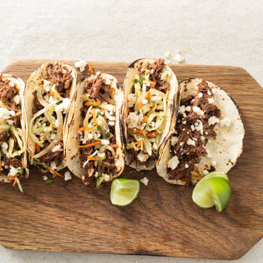 Slow Cooker Shredded Beef Tacos With Cabbage Carrot Slaw America S Test Kitchen