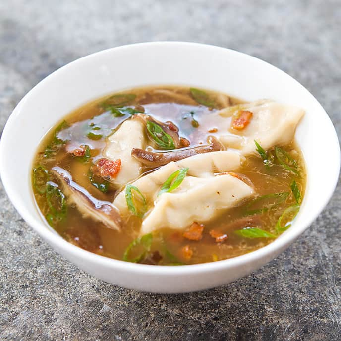 Quick Dumpling and Bacon Soup