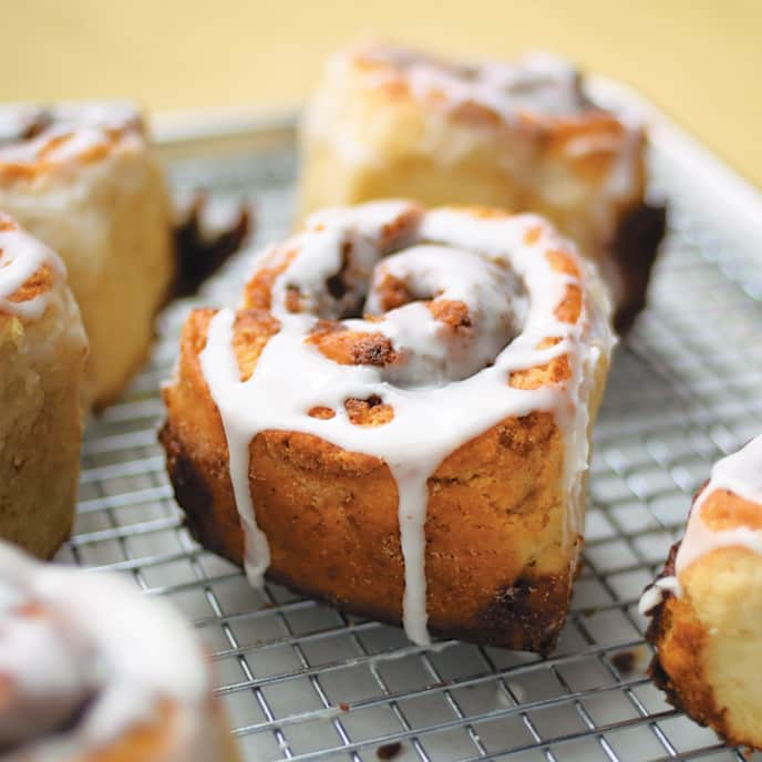 Quick Cinnamon Buns With Buttermilk Icing Americas Test Kitchen Recipe