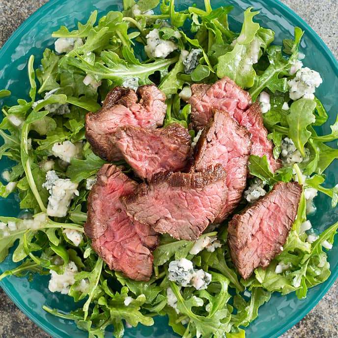 Arugula Salad With Steak Tips And Gorgonzola Cook S Country