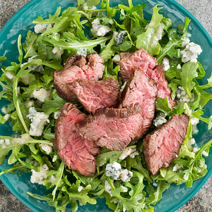 Arugula Salad with Steak Tips and Gorgonzola