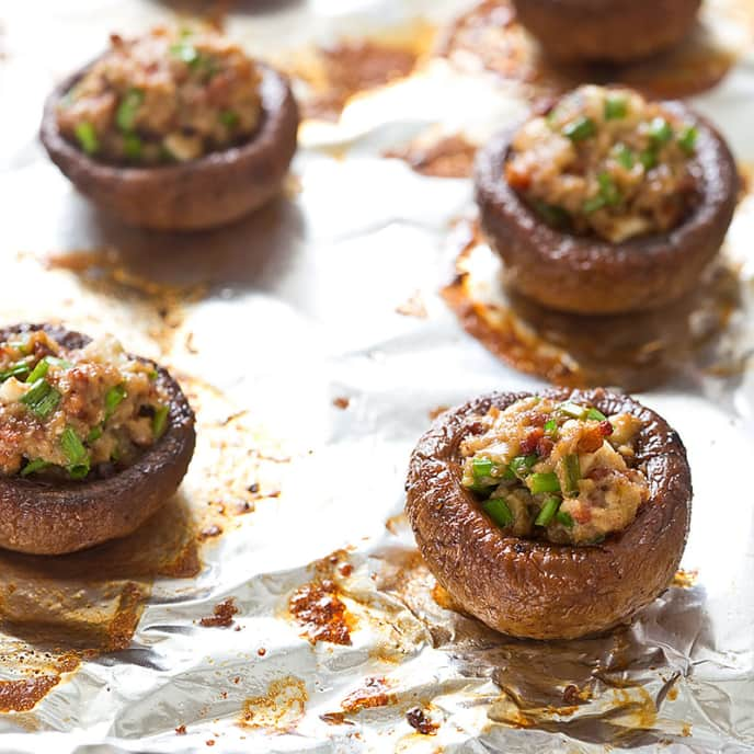 Stuffed Mushrooms with Bacon and Blue Cheese