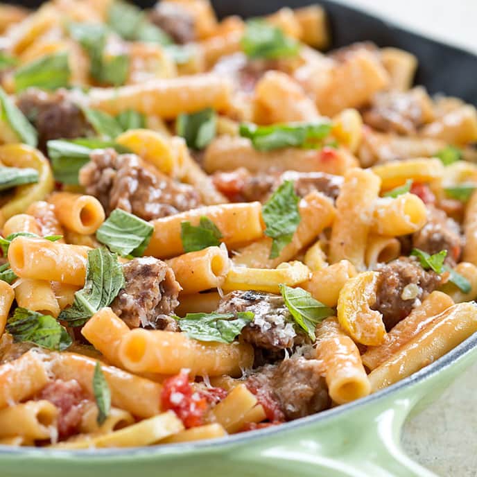 Skillet Ziti with Sausage and Summer Squash Cook's Country