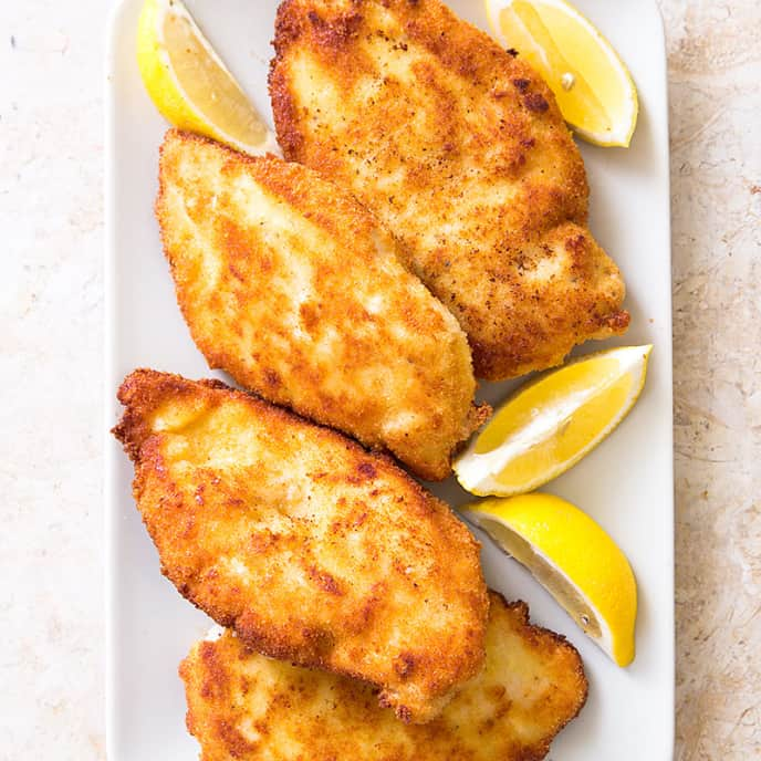 Crisp Breaded Chicken Cutlets with Garlic and Oregano