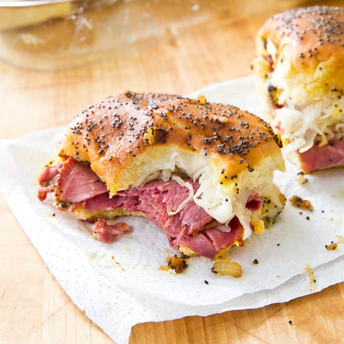 Pastrami and Swiss Football Sandwiches