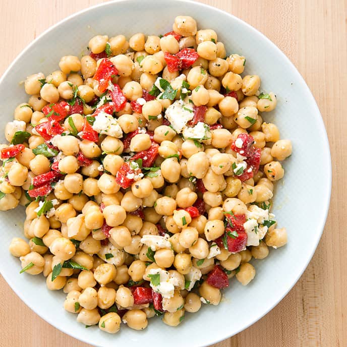 Chickpea Salad with Roasted Red Peppers and Feta