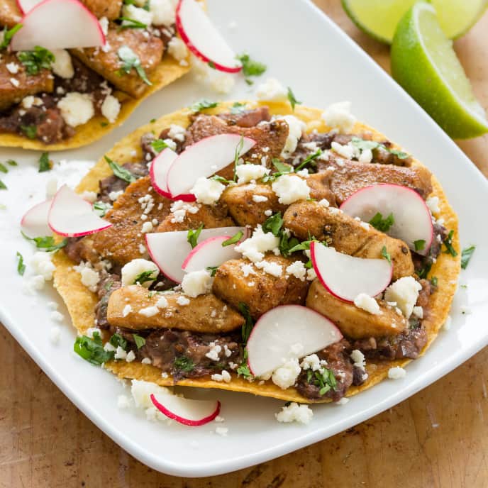 Chicken Tostadas with Spicy Mashed Black Beans America's Test Kitchen