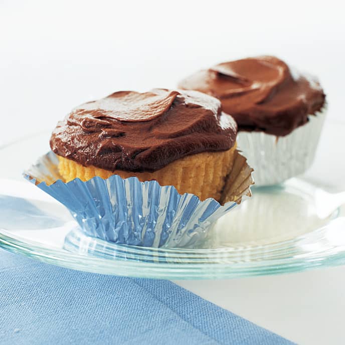 Yellow Cupcakes with Chocolate Ganache Frosting America's Test