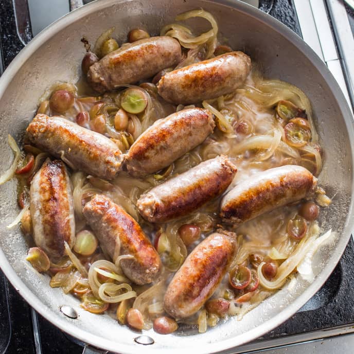 Italian Sausage with Grapes and Balsamic Vinegar for Two