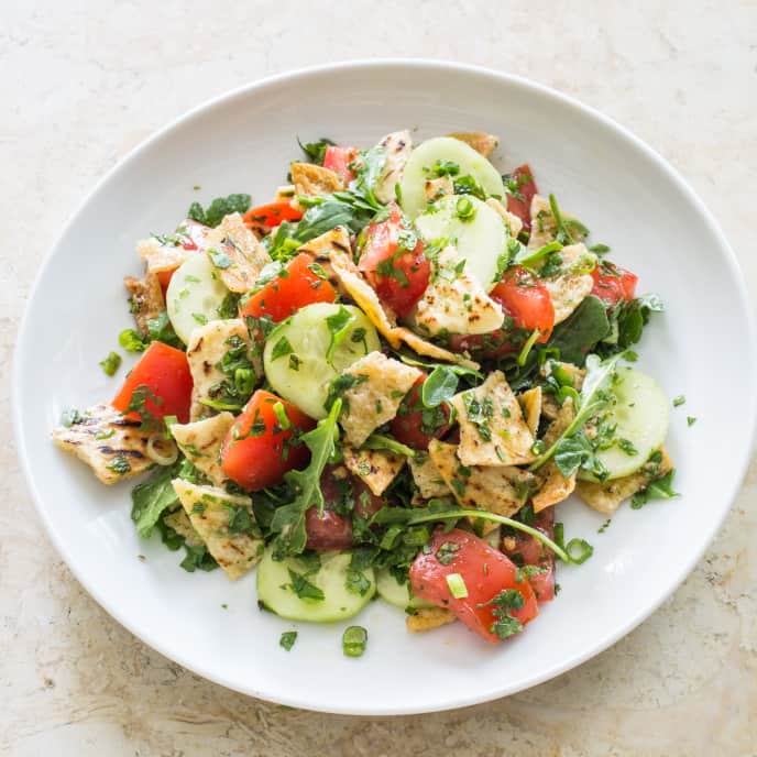 Fattoush (Pita Bread Salad with Tomatoes and Cucumber) America's Test