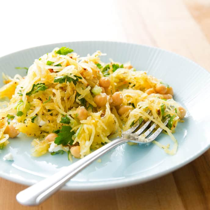 Spaghetti Squash Salad with Chickpeas and Feta