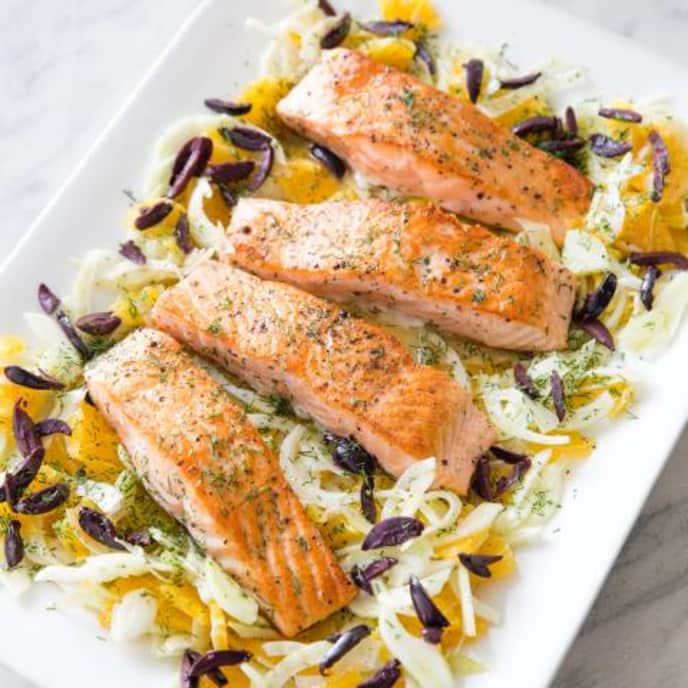 Pan-Roasted Salmon with Fennel and Orange Salad