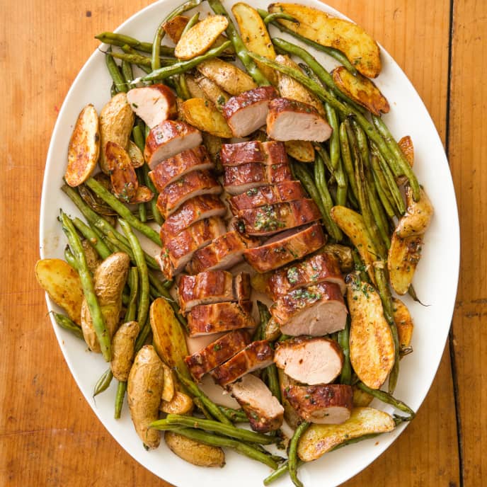 One-Pan Pork Tenderloin with Heirloom Tomato & Shallot Confit