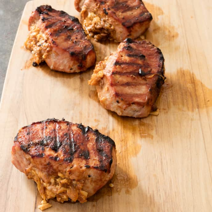 List 91+ Images grilled stuffed pork chops wrapped in bacon Superb