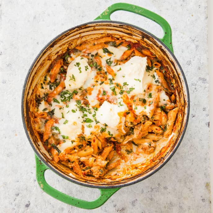 One-Pot Baked Ziti with Sausage and Spinach