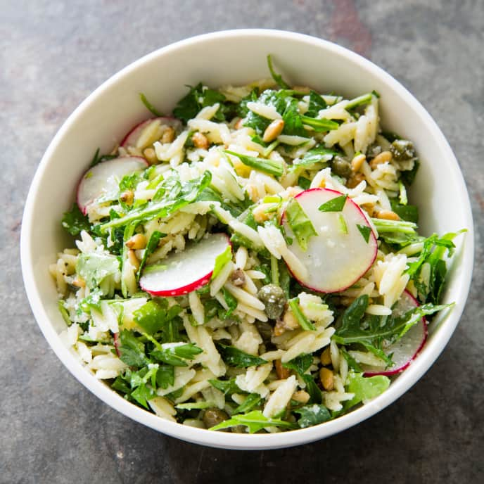 Orzo Salad with Radishes, Capers, and Anchovy