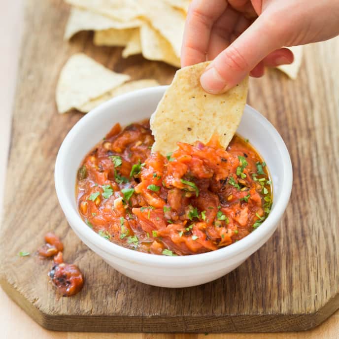 Sweet and Smoky Grilled Tomato Salsa—Charcoal Grill