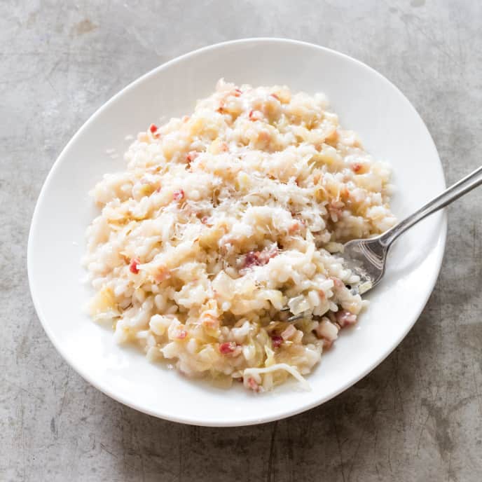 Risotto With Cabbage And Country Ham Cook S Illustrated This is a simple spring risotto dish created to showcase the first spring peas i was lucky to find this year that are combined with ham and creamy fontina cheese. risotto with cabbage and country ham