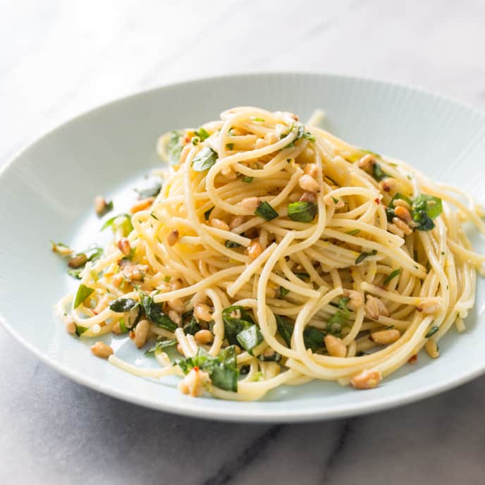 Garlicky Spaghetti with Lemon and Pine Nuts America's Test Kitchen Recipe
