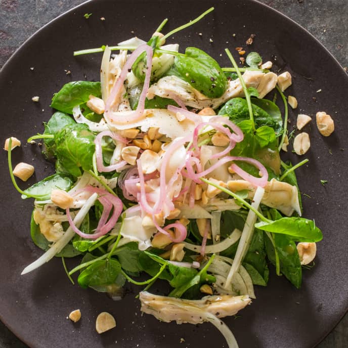 Watercress Salad with Chicken, Fennel, and Pickled Shallots