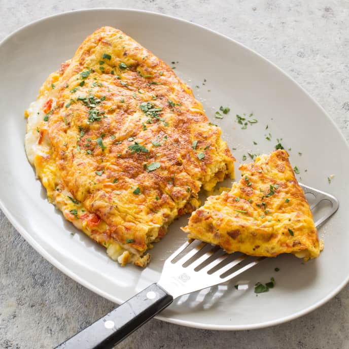 FamilySized Tomato, Bacon, and Garlic Omelet America's Test Kitchen