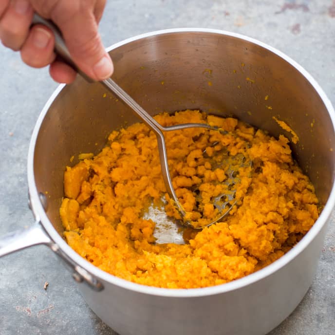 Garlic-Scented Mashed Sweet Potatoes with Coconut Milk and Cilantro