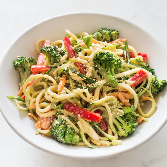 Paleo Zucchini Noodle Salad With Tahini Ginger Dressing America S Test Kitchen