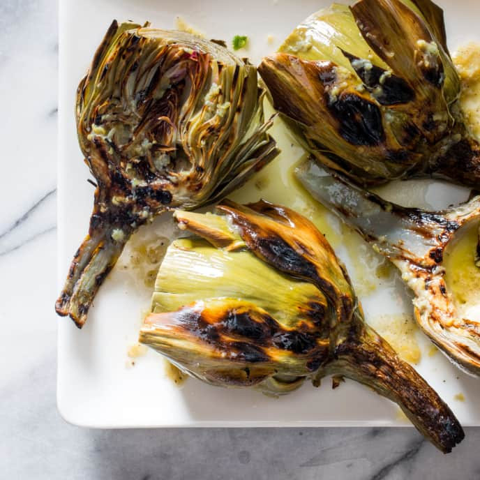 Grilled Artichokes with Lemon Butter