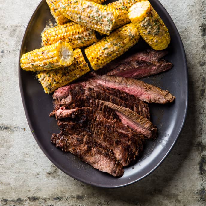 Grilled Cumin-Rubbed Flank Steak with Mexican Street Corn