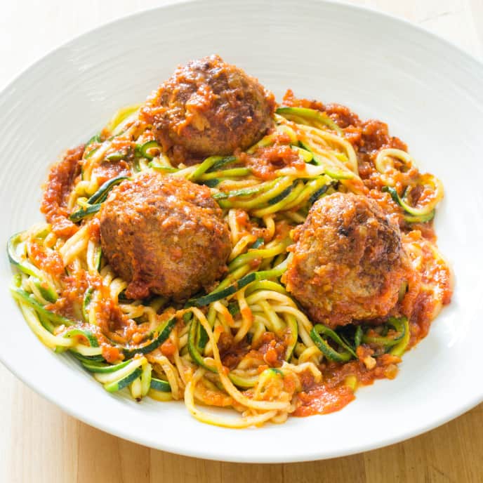 Paleo Zucchini "Spaghetti" and Meatballs America's Test Kitchen Recipe