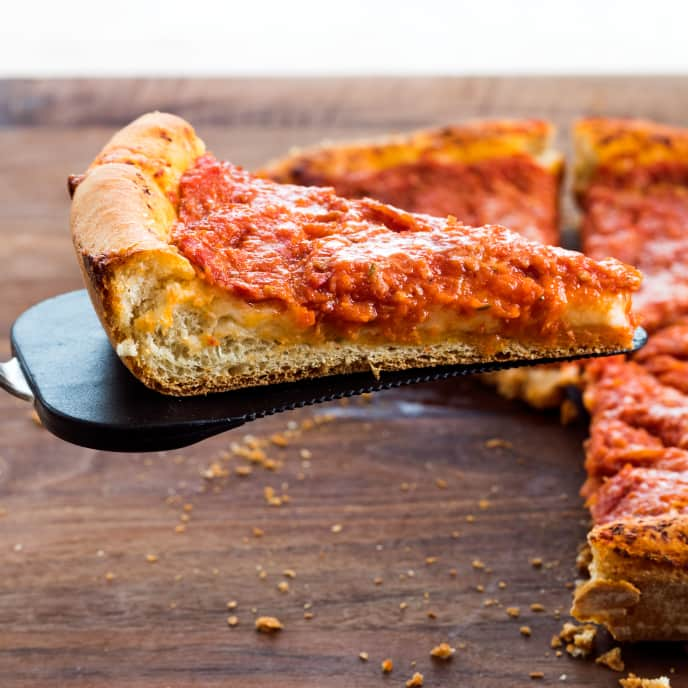 Cast Iron Chicago-Style Pepperoni Pan Pizza