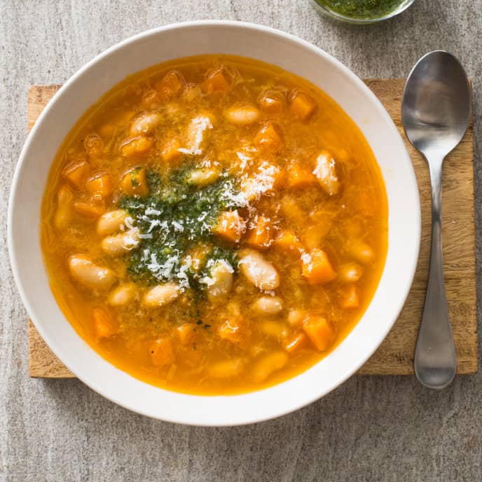 Butternut Squash and White Bean Soup with Sage Pesto Cook's Illustrated