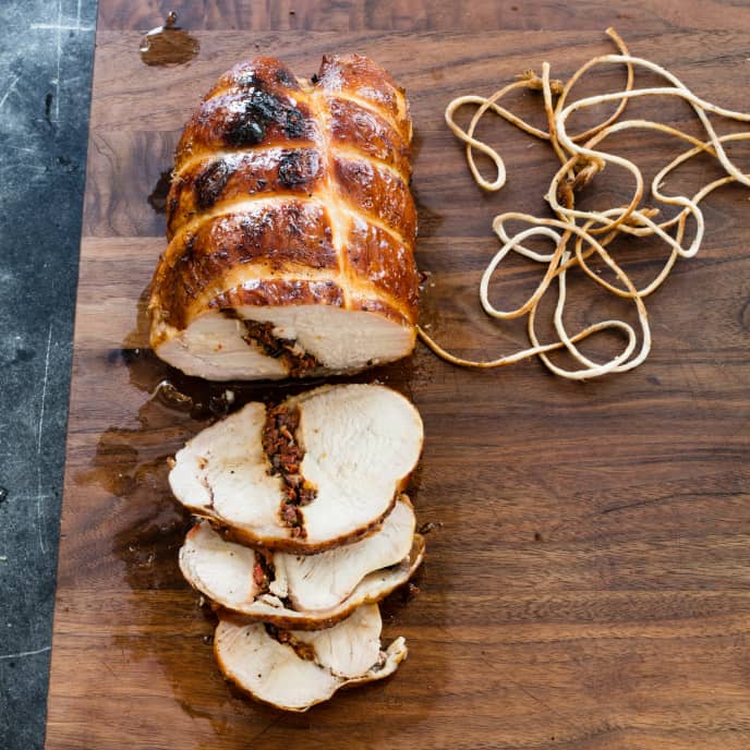 Grill-Roasted Boneless Turkey Breast with Olives and Sun-Dried Tomatoes