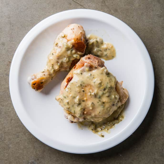 Stovetop-Roasted Chicken with Lemon-Caper Sauce