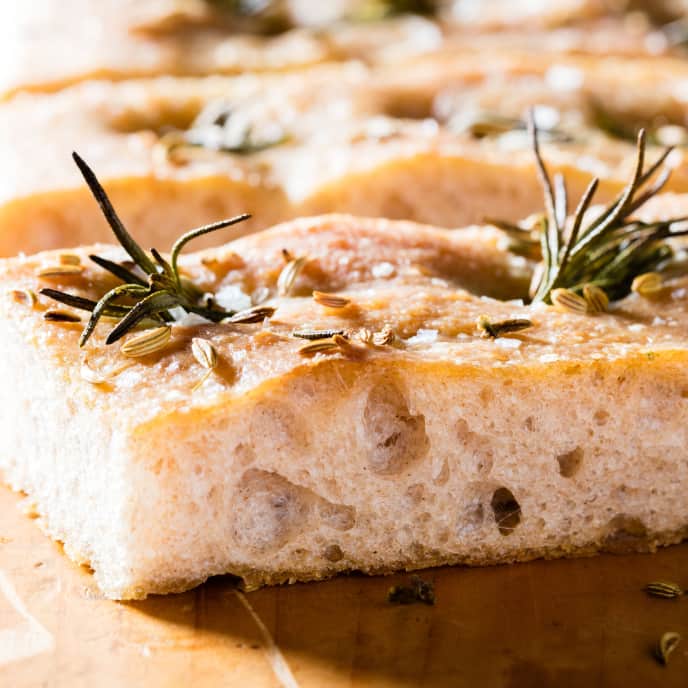 Freshly Milled Wheat Flour Focaccia with Rosemary, Fennel, and Sea Salt