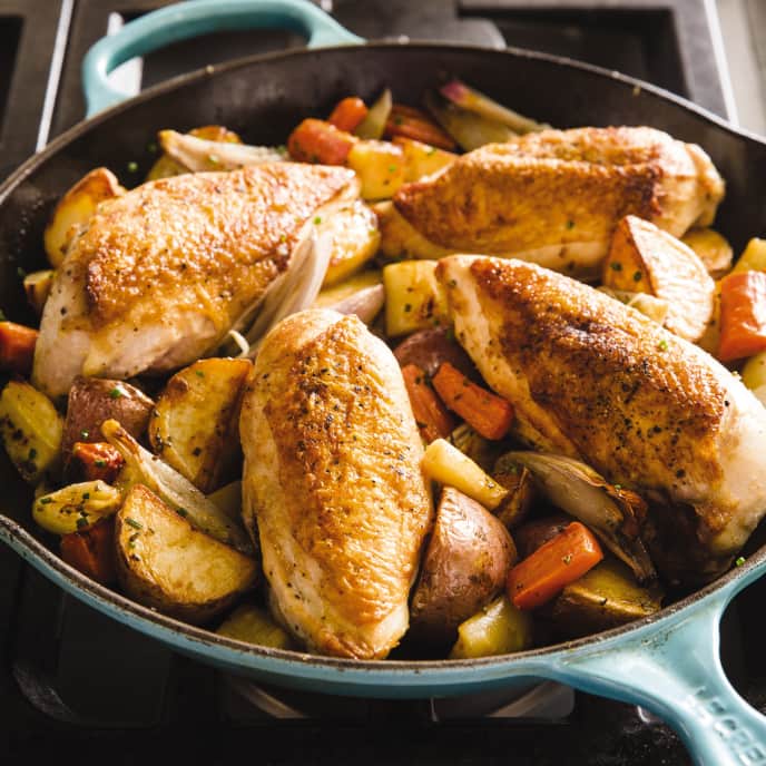 Cast Iron PanRoasted Chicken Breasts with Root Vegetables America's